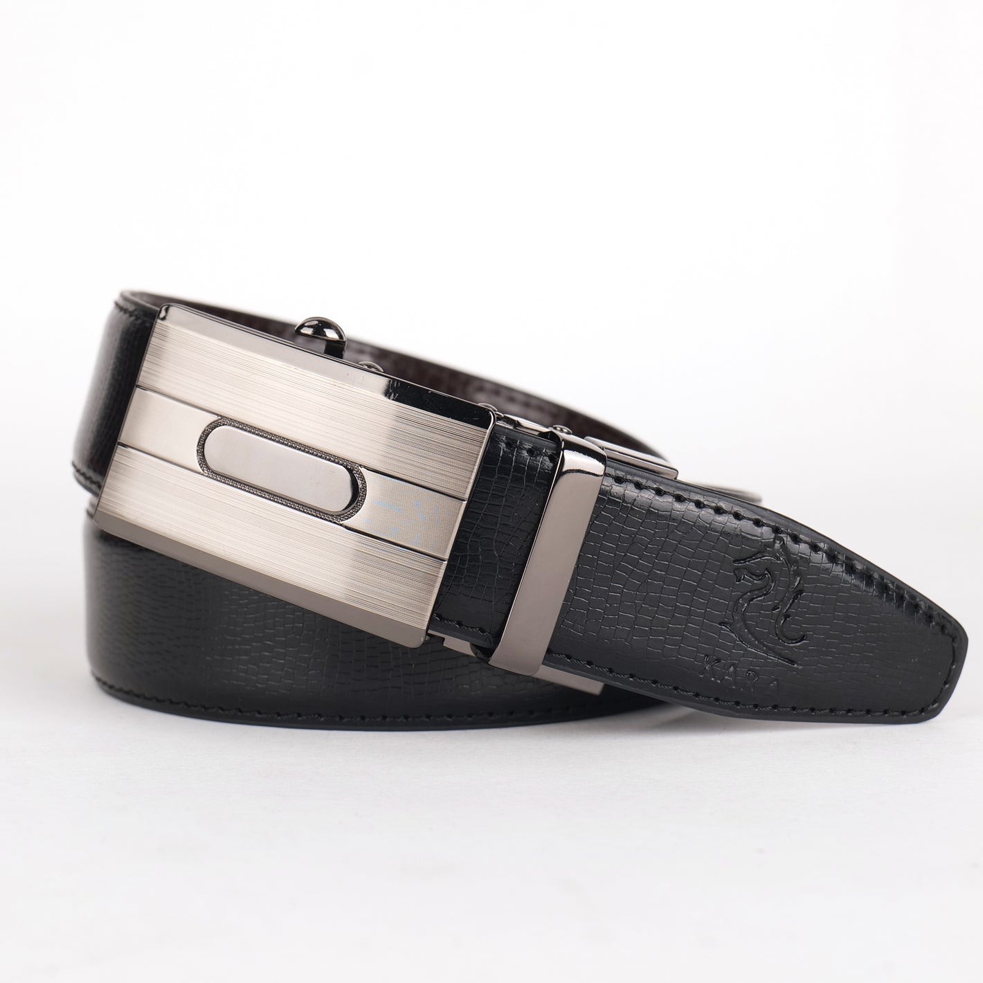 Gentlemen Black & Brown Textured Auto-Lock Belt