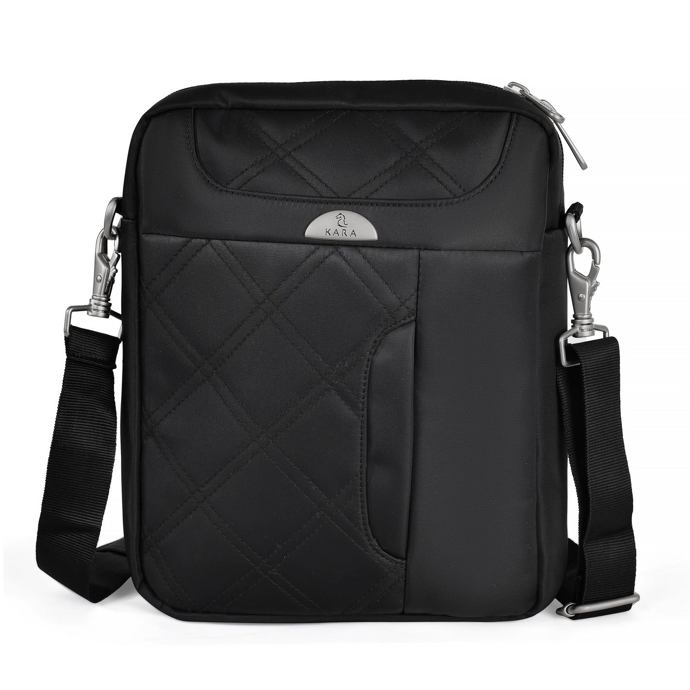 Stylish Black Quilted Nylon Sling Bag