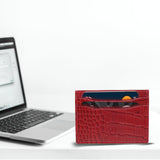 10119 Croco Blue Leather Card Holder for Men and Women