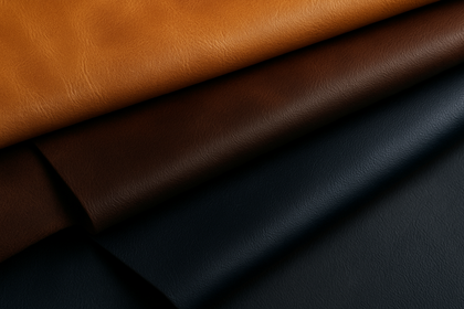KARA Couture Leather Collection featuring luxurious shades of Brown, Tan, Navy Blue, and Black, highlighting premium quality and timeless elegance.