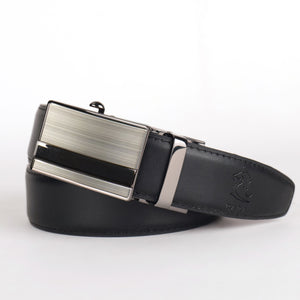 Sophisticated Black Tan Vegan Leather Auto-Lock Belt