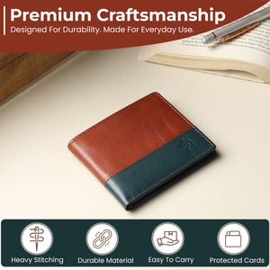 Discerning Gentleman Tan & Blue Leather Wallet