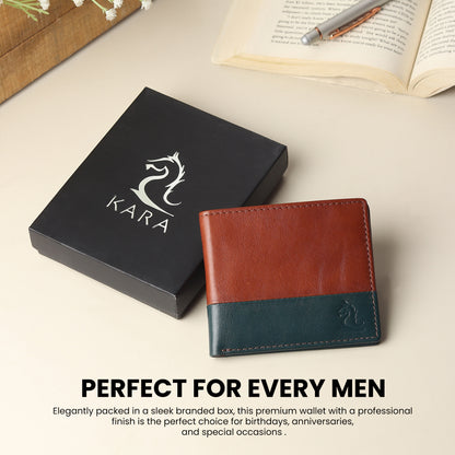 Discerning Gentleman Tan & Blue Leather Wallet