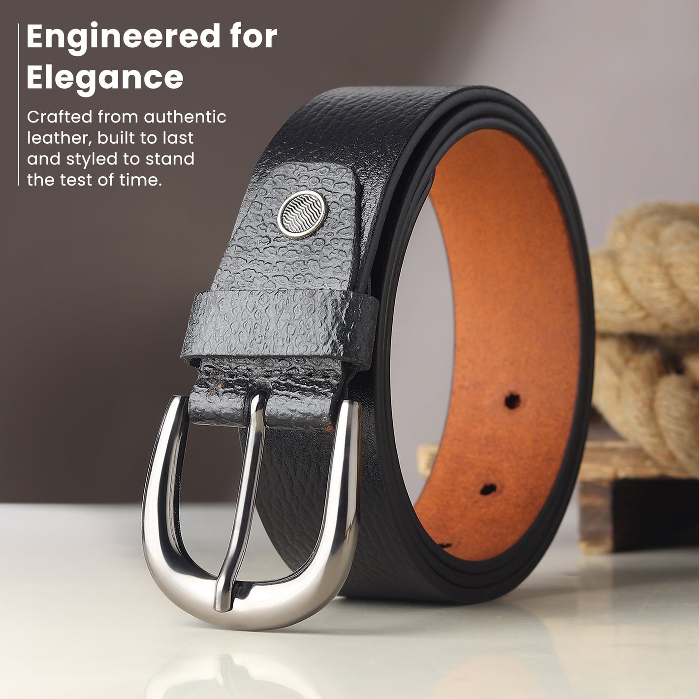 Distinctive Edge  Fine Print Leather Belt
