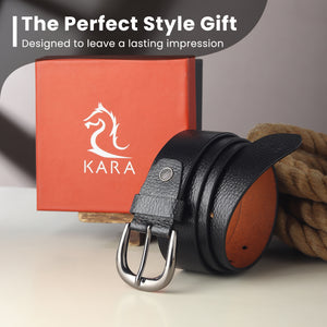 Distinctive Edge  Fine Print Leather Belt