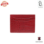 10119 Croco Red Leather Card Holder for Men and Women