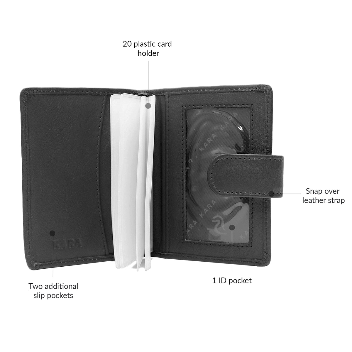 14030 Black Leather Card Holder for Men and Women – KARA