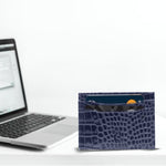 10119 Croco Blue Leather Card Holder for Men and Women