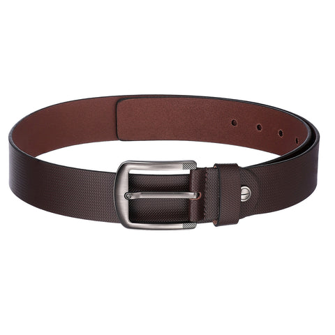 4108 Brown Textured Leather Belt for Men