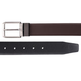 4128 Black & Brown Reversible Textured Leather Belt for Men