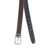 4155 Black & Brown Reversible Textured Leather Belt for Men