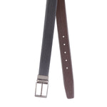 4168 Black & Brown Reversible Textured Leather Belt for Men