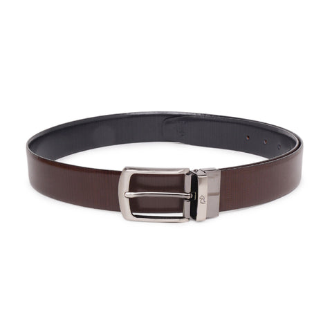 4169 Black & Brown Reversible Textured Leather Belt for Men