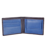 10078 Brown & Blue Bifold Wallet