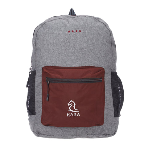 9269 Grey & Brown Foldable Backpack