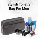 Edward Black Leather Wash Bag for Men
