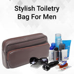 Edward Brown Leather Wash Bag for Men