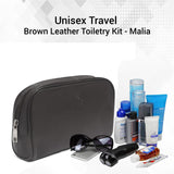Malia Brown Leather Wash Bag for Men and Women