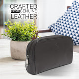 Malia Olive Leather Wash Bag for Men and Women