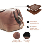 Obama Portable Toiletry Kit Genuine Leather Unisex Pouch for Travelling Shaving Kit or Makeup Cosmetic Kit Organizer