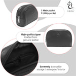 Sasha Black Leather Wash Bag for Women