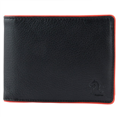 Handcrafted Black & Red Leather Bifold Wallet