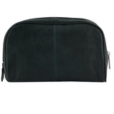 Malia Black Leather Wash Bag for Men and Women