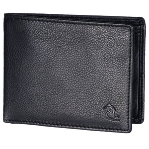 Luxury Leather Monarch Black Bifold Coin Wallet