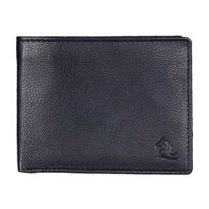 Luxury Leather Monarch Black Bifold Coin Wallet