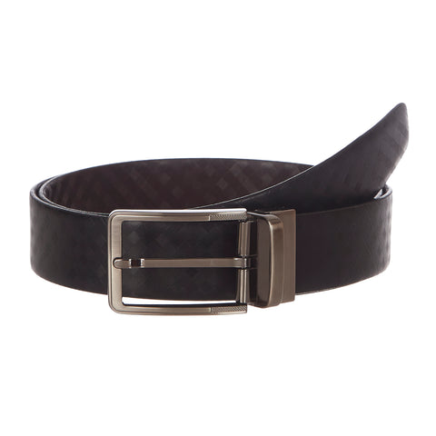 4224 Black & Brown Reversible Textured Leather Belt for Men