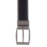 4225 Black & Brown Reversible Textured Leather Belt for Men